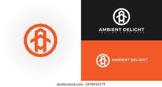 Abstract initial circle letters AD or DA logo in orange color isolated on multiple background colors. The logo is suitable for outdoor lighting company logo vector design illustration inspiration