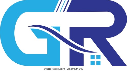 Abstrakte Anfangsbuchstaben GR blaue Farbe, einzeln auf mehreren Hintergrundfarben. Das Logo eignet sich für Fotografen Dienstleistungen Logo Vektor Design Illustration Inspiration Vorlagen