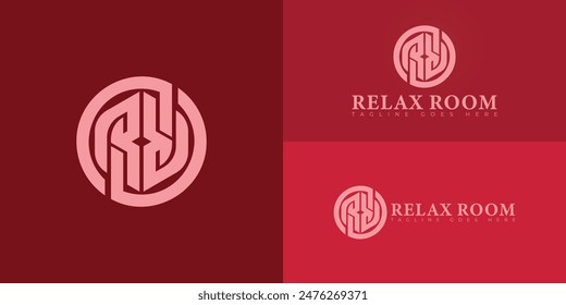 Abstract initial circle letters R or RR logo in soft red color isolated on multiple background colors. The logo is suitable for beauty services logo design illustration inspiration templates.