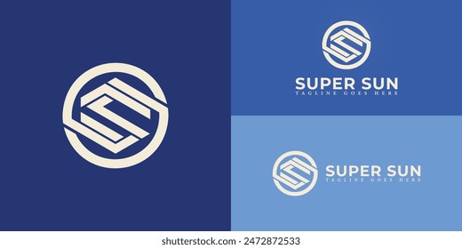 Abstract initial circle letters S or SS logo in white-gold color isolated on multiple background colors. The logo is suitable for a solar installation business logo design illustration