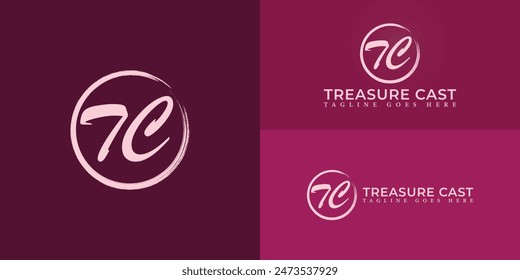 Abstract initial circle letters TC or CT logo in soft pink color isolated on multiple background colors. The logo is suitable for beauty and fashion brand logo design illustration inspiration
