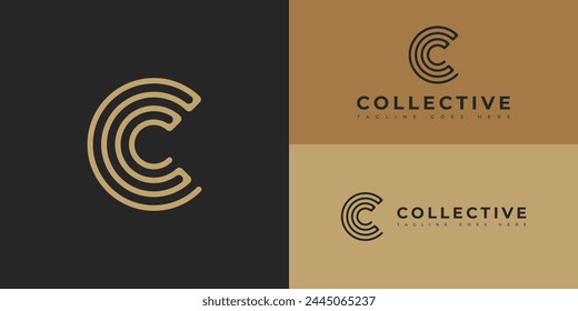 Abstract initial circle line letter C or CC logo in gold color isolated on multiple background colors. The logo is suitable for venture capital fund business logo icon design inspiration templates.