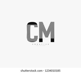 abstract initial CM letter geometric zebra stripes lines logotype