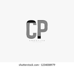 abstract initial CP letter geometric zebra stripes lines logotype