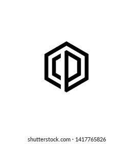 Abstract initial CP logo design. Minimalist hexagon logo design template.- Vector