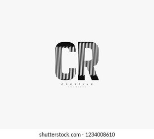 abstract initial CR letter geometric zebra stripes lines logotype