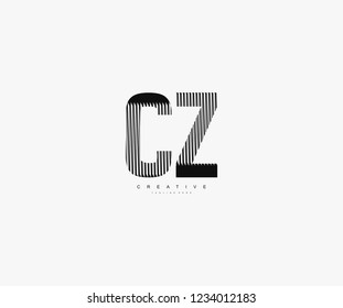 abstract initial CZ letter geometric zebra stripes lines logotype