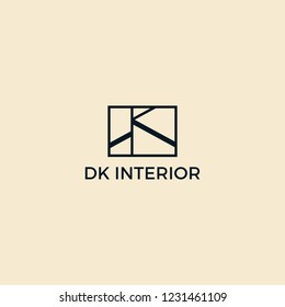 Abstract Initial D K typography logo design real Estate interior logo design vector inspiration custom logo design