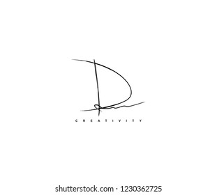 Abstract Initial D Letter Brush Stroke Signature Logotype