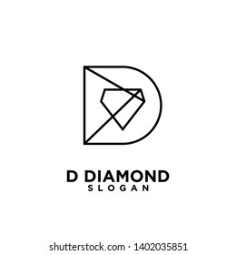 letra d abstracta Icono de logotipo de diamante diseño ilustración vectorial color negro con fondo blanco aislado