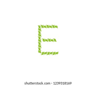 Abstract Initial E Green Leaf Organic Unique Logotype