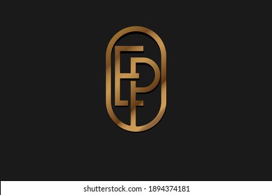 Abstract Initial E and P Logo, Gold Line Monogram style, usable for brand, card and company, logo design template element,vector illustration