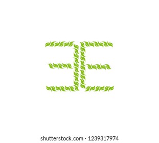Abstract Initial EE Green Leaf Organic Unique Logotype