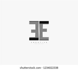 abstract initial EE letter geometric zebra stripes lines logotype