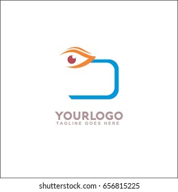 abstract initial with eyes logo in orange & blue color