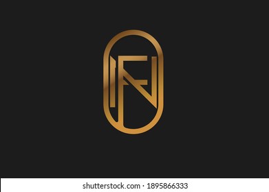 Abstract Initial F and N Logo, Gold Line Monogram style, usable for brand, card and company, logo design template element,vector illustration