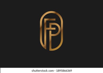 Abstract Initial F and P Logo, Gold Line Monogram style, usable for brand, card and company, logo design template element,vector illustration