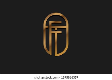 Abstract Initial F and T Logo, Gold Line Monogram style, usable for brand, card and company, logo design template element,vector illustration