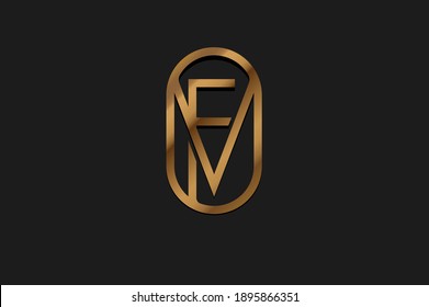 Abstract Initial F and V Logo, Gold Line Monogram style, usable for brand, card and company, logo design template element,vector illustration