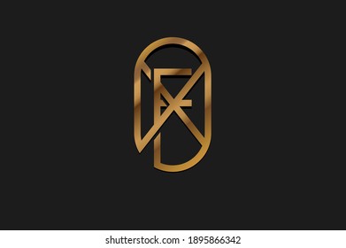 Abstract Initial F and X Logo, Gold Line Monogram style, usable for brand, card and company, logo design template element,vector illustration