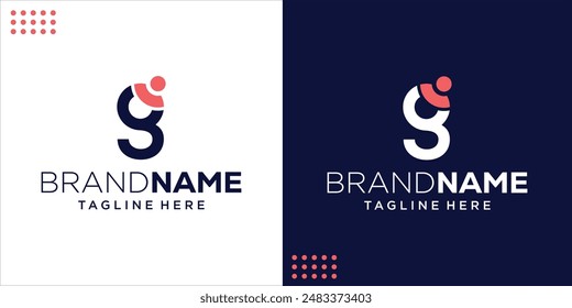 Logo inicial Abstractas de la letra G con las personas, icono geométrico de las Personas de la forma redonda, se puede utilizar para el logotipo de la Tecnología, Inspiración de diseño, Vector