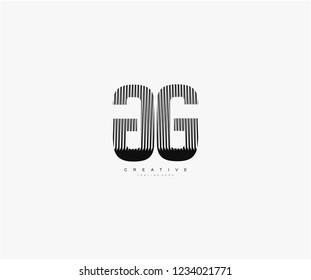 abstract initial GG letter geometric zebra stripes lines logotype