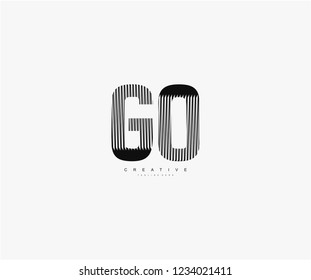 abstract initial GO letter geometric zebra stripes lines logotype