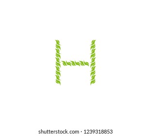 Abstract Initial H Green Leaf Organic Unique Logotype