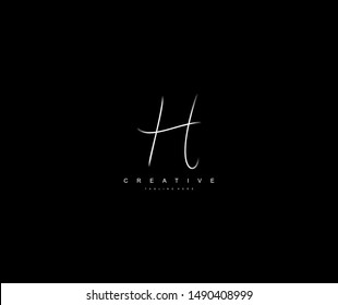 Abstract Initial H Letter Simply Brush Stroke Signature Logotype