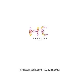 Abstract Initial HC Letter Trendy Gradation Techno Dots Circle Logotype