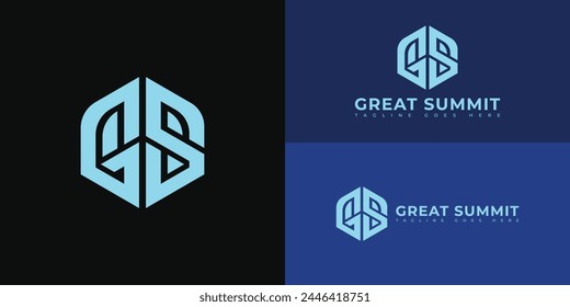 Abstract initial hex letter GS or SG logo in blue color isolated on multiple blue background colors. The logo is suitable for marketing conference business logo icons to design inspiration templates.