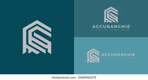 Abstrakter Anfangssechseckbuchstabe AC oder CA-Logo in silberweißer Farbe isoliert auf mehreren Hintergrundfarben. Das Logo eignet sich für Vorlagen zur Inspiration von Logos von Versicherungsdienstleistern.