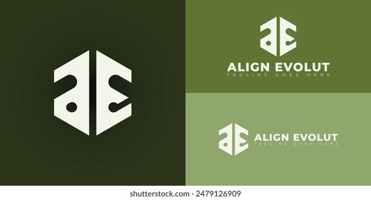 Abstract initial hexagon letter AE or EA logo in white color isolated on multiple background colors. The logo is suitable for the tree industry company logo design illustration inspiration