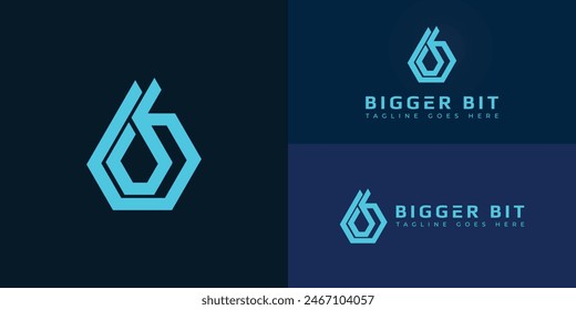 Abstract initial hexagon letter B or BB logo in blue cyan color isolated on multiple background colors. The logo is suitable for digital marketing company logo design inspiration templates.