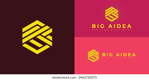 Abstract initial hexagon letter BA or AB logo in yellow color isolated on multiple background colors. The logo is suitable for creative industry business logo design inspiration templates.