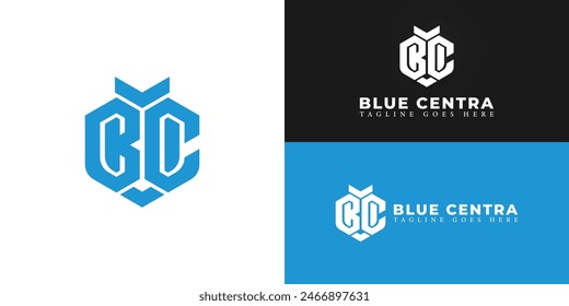 Abstractas letra hexagonal inicial BC o CB logo en color azul aislado en múltiples colores de fondo. El logotipo es adecuado para Plantillas de inspiración de diseño de logotipo de aviación o compañía de tráfico aéreo.