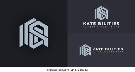Abstract initial hexagon letter BK or KB logo in silver color isolated on multiple background colors. The logo is suitable for business and consulting company logo design inspiration templates.