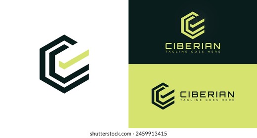 Abstract initial hexagon letter C or CC logo in deep green color isolated on multiple background colors. The logo is suitable for cyber security company logo design inspiration templates.