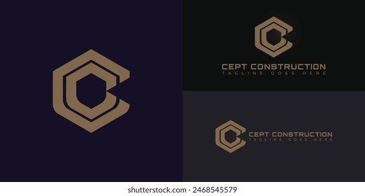 Abstractas hexágono inicial C o CC logo en color dorado de lujo aislado en múltiples colores de fondo. El logotipo es adecuado para Plantillas de inspiración de diseño de logotipo de propiedad y empresa de construcción.