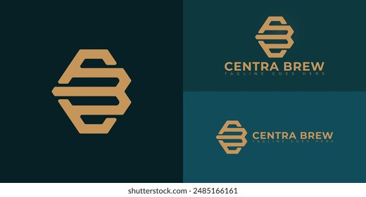 Abstract initial hexagon letter CB or BC logo in gold color isolated on multiple background colors. The logo is suitable for law and legal service logo vector design illustration inspiration templates