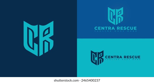 Abstract initial hexagon letter CR or RC logo in blue color isolated on multiple background colors. The logo is suitable for emergency app business company logo design inspiration templates.