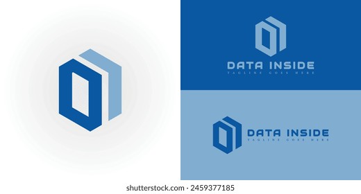 Abstraktes Anfangshexagonzeichen DI oder ID-Logo in blauer Farbe, isoliert auf mehreren Hintergrundfarben. Das Logo eignet sich für Business- und Technologieunternehmen-Icon-Logo-Design-Inspiration-Vorlagen.