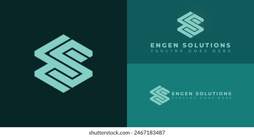 Abstract initial hexagon letter ES or SE logo in soft green color isolated on multiple background colors. The logo is suitable for construction technology company logo design inspiration templates.