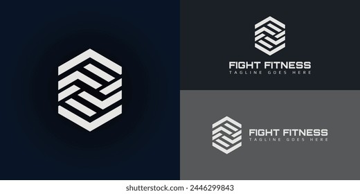 Abstract initial hexagon letter F or FF logo in white color isolated on multiple background colors. The logo is suitable for fitness and sports performance coaching logo design inspiration templates