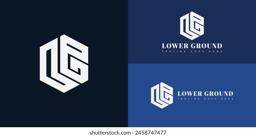 Abstract initial hexagon letter LG or GL logo in white color isolated on multiple background colors. The logo is suitable for property and construction company icon logo design inspiration templates.