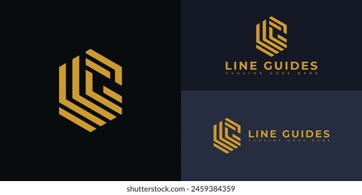 Abstract initial hexagon letter LG or GL logo in gold color isolated on multiple background colors. The logo is suitable for property and real estate company icon logo design inspiration templates.