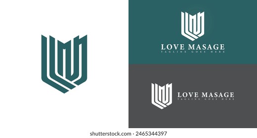 Abstrakter Anfangssechseckbuchstabe LM oder ML Logo in grüner Farbe isoliert auf mehreren Hintergrundfarben. Das Logo eignet sich für Wellness und Spa Business brand Logo Design Inspiration Vorlagen.