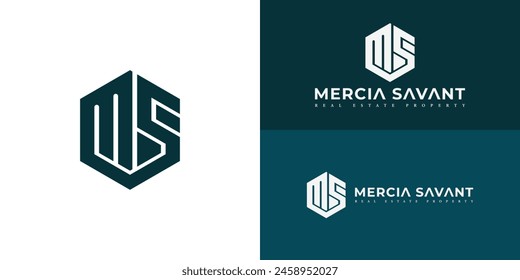 Abstractas inicial hexagonal letra MS o SM logo en color verde aislado en múltiples colores de fondo. El logotipo es adecuado para Plantillas de inspiración de diseño de logotipo de propiedad y empresa inmobiliaria.