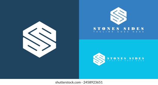 Abstract initial hexagon letter S or SS logo in blue color isolated on multiple background colors. The logo is suitable for property and construction company icon logo design inspiration templates.