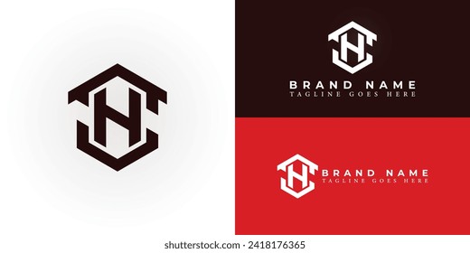 Abstract initial hexagon letter SH or HS Logo design Vector illustration in red color isolated on a white background. Abstract letter SH logo applied for Real Estate and Mortgage Company logo design